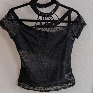 SHEIN Black Lace Choker Top Size XL